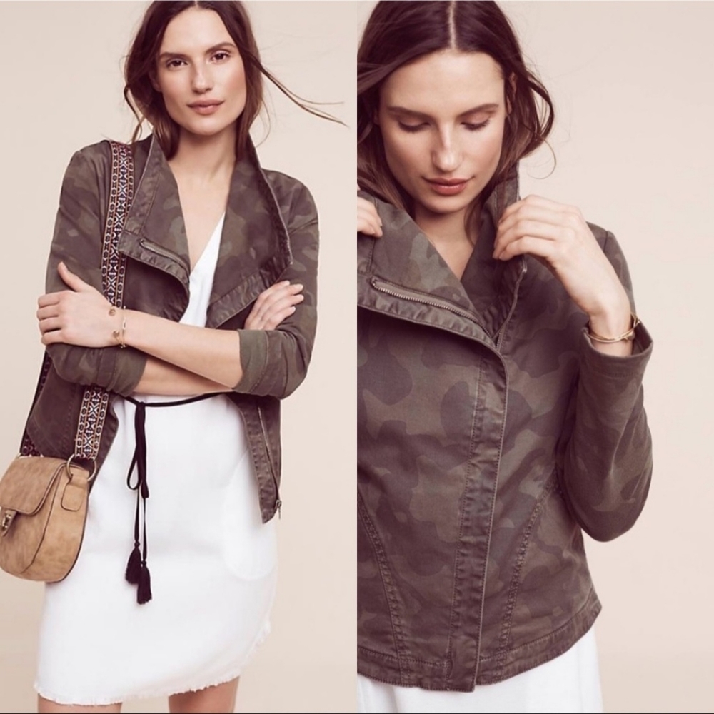 Marrakech Anthropologie Camo Faravel Moto Jacket Size S Small
